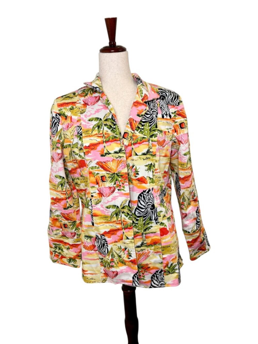 Collection Harve Benard Zebra Tropical Floral Blazer Resort Maximalist Size 14
